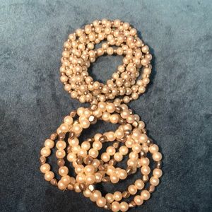 Set of 13 Silpada stretch pearl and silver bead bracelets